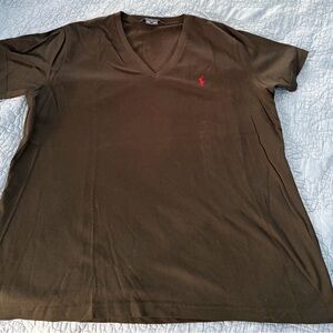 NWOT Ralph Lauren Black XL Women’s V-Neck Short Sleeve Tee with Red Logo